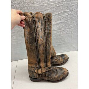 BED|STU Women's Size 8.5 Tango Tall Zip &‎ Buckle Brown Tan Boot BedStu Bed Stu
